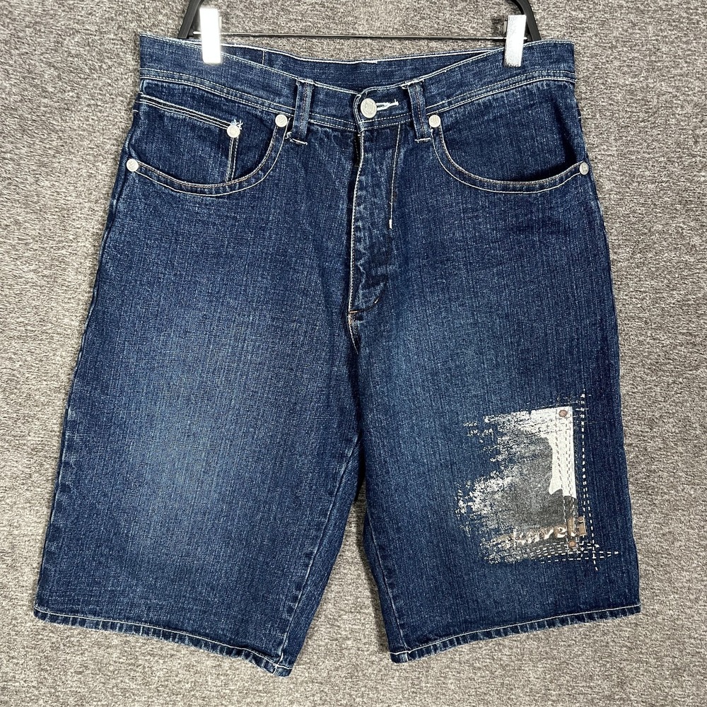 Makaveli Shorts Mens 34 Blue Bermuda Graphic Hip Hop Baggy Jorts 90s Tupac 2Pac